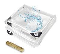 Heavy Duty 3.2m x 3.8m Clear Waterproof Tarpaulin - Durable Plastic Sheet with Eyelets & Rope for Outdoor Use Perfect for Home Garden Camping Caravans Gazebos and Rabbit Hutches