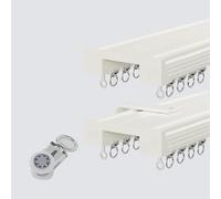 Heavy-Duty 3.3ft-16.5ft Adjustable Curtain Rail System - Double Track Aluminum Ceiling/Wall Mount 13.8ft/4.2m WhiteVersatile & Easy Installation
