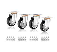 Heavy Duty 3" 4" 5" Industrial Plate Caster Wheel Set Of 4 Moving Silent No Noise Replacement TPR Rubber Casters Dual Locking Brakes Furniture Swivel Castors(Swivel+Swi