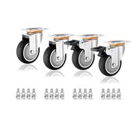 Heavy Duty 3" 4" 5" Industrial Plate Caster Wheel Set Of 4 Moving Silent No Noise Replacement TPR Rubber Casters Dual Locking Brakes Furniture Swivel Castors(Swivel+Brake100mm)