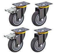 Heavy-Duty 3''/4''/5'' Swivel Casters 300-500kg Capacity Silent Rubber Wheels Dustproof Industrial with Brake for Safa Carts Workbenches Machinery Equipment