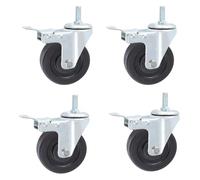 Heavy Duty 3/4/5 Thread M12 Rubber Wheel Furniture Swivel Castor Wheels with Brake 400kg Silent Stem for Industrial Transport Holspital Office Trolley Workbench 4 Pcs(100mm 4brake)