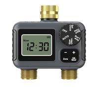 Heavy Duty 3/4" Brass Duals Valves Weatherproof LCD Screen IP55 Garden Water Distribution Control Weatherproof Double Port Water