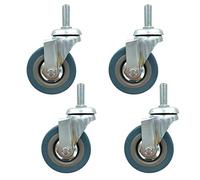Heavy-Duty 3" Castor Wheels - 75mm Swivel Chair & Trolley Replacement Caster - Rubber Thread Stem 30mm 90Kg Capacity 4-Pack Universal Fit (M8 Size)