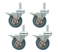 Heavy Duty 3" Castor Wheels 75mm Swivel Chair & Trolley Wheels Rubber Replacement Casters M8 Thread Stem 30mm High 90kg Load Capacity 4-Pack with Brake