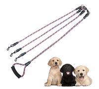 Heavy Duty 3 Dog Leash - No Tangle, Multiple Dog Leash with Detachable 360 Swivel, Soft Padded Handle, Reflective for Walking & Training