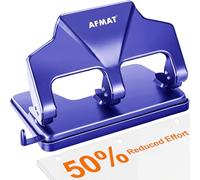 Heavy Duty 3 Hole Punch, 40-Sheet Heavy Duty Paper Punch, 50% Reduced Effort 3-Hole Punch, AFMAT Metal Hole Puncher 3 Ring, Three-Hole Paper Puncher w/Large Chip Tray for Classroom, Office, Blue