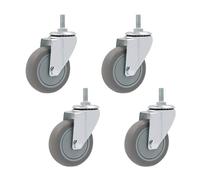 Heavy Duty 3 inch Casters Set of 4 for Furniture M12x30mm Swivel Stem Mount Mute and Brake Replacement Wheels for Carts (Universal 4in)