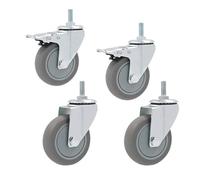 Heavy Duty 3 inch Casters Set of 4 for Furniture M12x30mm Swivel Stem Mount Mute and Brake Replacement Wheels for Carts (Universal+brake 4in)