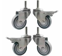 Heavy Duty 3-Inch Industrial Stem Casters - 220Lbs Capacity Silent Locking Wheels TPR Replacement M12/16/20x100mm Thread Pack of 4 - Perfect for Smooth Mobility