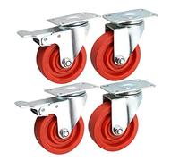 Heavy Duty 3 Inch Nylon Castor Wheels400Kg Capacity Silent Swivel Plate with Transport Brake Double Bearing High Temperature Resistance for Industrial & Hospital Trolleys