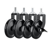 Heavy Duty 3 Inch Swivel Caster Wheels Set of 4 M8X15 Threaded Stem Industrial Furniture Casters with Brakes Smooth Quiet Rolling for Carts Black Finish.