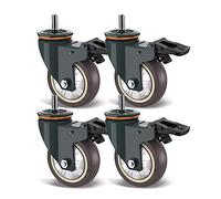 Heavy Duty 3 Inch Swivel Locking Casters with M16 Threaded Stem Industrial Rubber Wheels for Furniture & Equipment Durable & Sturdy Easy to Install