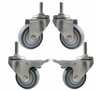 Heavy Duty 3" Industrial Stem Casters Wheels, Swivel with Dual Locking Brake, No Noise Rubber Replacement for Workbench, 4Pcs, M20 Threaded (M20x100mm)