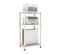 Heavy-Duty 3-Layer CPU Stand with Wheels | Multi-Layer Solid Wood Printer & PC Holder | Removable Floor-to-Ceiling Storage Rack for Home Office