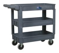 Heavy Duty 3 Level Composite Workshop Trolley - 83kg Per Shelf - Deep Wall