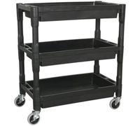 Heavy-Duty 3-Level Workshop Trolley - 60Kg Capacity Per Shelf - Durable Plastic Design