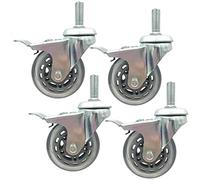 Heavy Duty 3" Polyurethane Caster Wheels75mm Swivel Trolley Cars with Brake 135kg Load Capacity 30mm Threaded Stem 4 Pack for Furniture & Heavy Moving