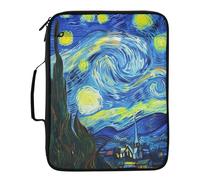 Heavy-Duty 3-Ring Binder Board Portfolio Case with 7-Pocket Accordion Divider, Starry Night Portable Notebook Case with Binder Pencil Pouch
