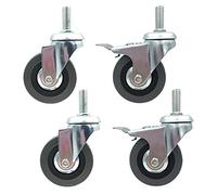 Heavy-Duty 3" Rubber Swivel Caster Wheels with Threaded Stem -Replacement Casters for Furniture Mobile Rolling Furniture Wheels 75mm Rollers
