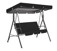 Heavy Duty 3-Seater Swing Chair Canopy Replacement Waterproof & Windproof Garden Hammock Cover Rip Proof Top Size: 190x132x15cm/150x50x10cm Black