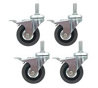 Heavy Duty 3" Stem Caster Wheels - 4Pcs Trolley Swivel Wheels with Brake, 75mm Replacement Casters, 120 Kg Load Capacity, 30mm Thread Stem for Easy Movement of Heavy Objects