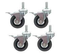 Heavy-Duty 3" Swivel Casters with Threaded Stem Rubber Wheels for FurnitureReplacement Rolling Wheels Mobile Caster Set for Easy Movement
