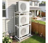 Heavy Duty 3-Tier AC Outdoor Stand, Adjustable Galvanized Steel Bracket with Shock Absorption Pads, Supports Mini Split/AC Units up to 220kg, Rust Resistant