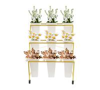 Heavy Duty 3-Tier Flower Stand with 12 Buckets - Mobile Plant Display Cart on Wheels for Flower Shops, Outdoor Gardens, Patios & Events - Versatile Plant Organizer