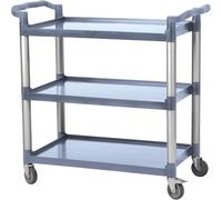 Heavy Duty 3-Tier Rolling Utility Cart with Wheels - Versatile 3-Shelf Service Cart for Home, Office, Restaurant, Kitchen, Hotel, Commercial Use - Stylish Grey