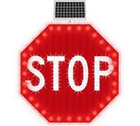 Heavy Duty 30" Solar Stop Sign - IP65 Waterproof with Blinking LED Lights & Reflective Face, Rust-Proof Octagon Frame for High Traffic Areas 60cm(24in)