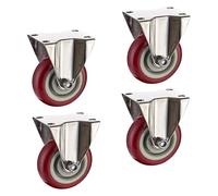 Heavy Duty 300kg No Noise Castor Wheels - 4x Polyurethane Trolley Casters with Brake for Sofas, Toy Bins, Shoe Bins, Cabinets - Standard 63mm/2.5in