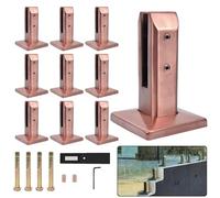 Heavy Duty 304 Stainless Steel Glass Clamp Pool Fence Balustrade Railing Post Clamps, Square Glass Spigots Clamp for Balcony/Garden Deck Handrail,Rose gold,10 pieces 160mm