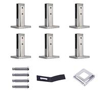 Heavy Duty 304 Stainless Steel Glass Pool Fence Spigot Clamp - 6PCS Silver Balustrade Mounting Brackets for 10-14mm Glass Stairs Railing & Balcony Fence 160mm Length