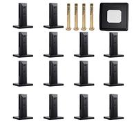 Heavy Duty 304 Stainless Steel Glass Railing Spigots No-Drill Pool Fence Clamp for 10-14mm Glass 200mm Post Balustrade (Pack of 14) - Black Finish