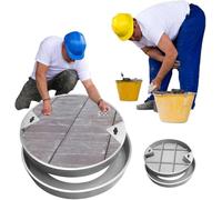 Heavy Duty 304 Stainless Steel Round Manhole Cover & Frame, 16-40 Inch Invisible Septic Tank Lid with Lifting Keys, Reinforced Inspection Cover (Dia 17 in)