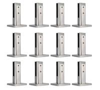 Heavy Duty 304 Stainless Steel Square Glass Spigots Pool Fence Spigot Clamp, Home Garden Glass Floor Clamps For Steps, Balconies, Staircases, Decks (Pack Of 12),silver,160mm