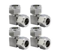 Heavy Duty 304 Steel Tube Elbows, Double Nut Seal Compression Fittings, 4PCS Corrosion-Resistant Pipeline Connectors Double Nut Pipe Elbow Connector
