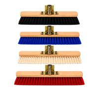 Heavy Duty 30cm Broom Head Stiff Bristle Wooden Block Metal Socket | Replacement Broom Head for Outdoor Garden Patio Driveway Garage Workshop | Cleaning Broom Head for Sweeping Dirt | Random Colour
