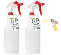 Heavy Duty 32oz Plastic Spray Bottles for Cleaning - Large Empty Industrial Bottles for Gardening Solutions, Vinegar, Chemicals, Professional Cleaners - Adjustable Sprayer Nozzle - Red 2 Pack