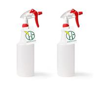 Heavy Duty 32oz Plastic Spray Bottles for Cleaning - Large Empty Industrial Bottles for Gardening Solutions, Vinegar, Chemicals, Professional Cleaners - Adjustable Sprayer Nozzle - Red 2 Pack