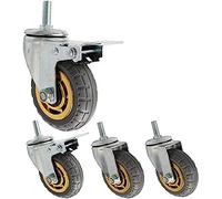 Heavy Duty 35 Inch Rubber Plate Casters with M12 Thread 300kg Load CapacityIndustrial Wheels with Brake for Trolleys Factories Hotels Damping & Steering.