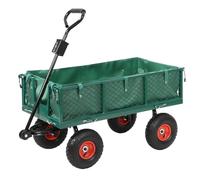 Heavy Duty 350kg Green Garden Trolley, Mesh Cart Wagon Dump Wheelbarrow Tipper Camping Truck Pull Trolley, L101xW50.5cm