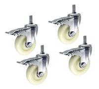 Heavy Duty 360° Swivel Caster Wheels Set of 4 3/4/5 Inch Nylon Casters with Brake Silent & AntiWear for Fur M20*60mm Threaded Stem Ideal for Furniture