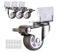 Heavy-Duty 360° Swivel Casters with L-Bracket 1" 1.25" 1.5" 2" - 4 Pack Quiet Rubber TPE Wheels Perfect for Furniture Replacement and Mobility