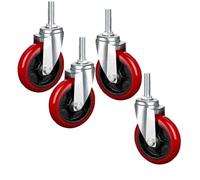 Heavy-Duty 360° Swivel Industrial Stem Casters Wheels with Brake PU Replacement Castor 3/4/5 Inch Load Capacity 660/790/990LBS - Perfect for Furniture & Equipment