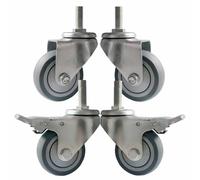 Heavy Duty 3in Stem Casters Wheels 4 Pack Threaded Trolley M12*60mm No Noise Locking Swivel 220Lbs Capacity Perfect for Industrial & Commercial Use