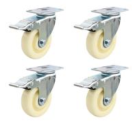 Heavy Duty 3in Swivel Caster Wheels Set of 4 with Brake, Nylon Silent Furniture Casters with Fixing Plate for Smooth Indoor/Outdoor Mobility