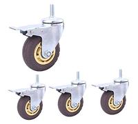 Heavy Duty 3Inch/100Mm M12 Swivel Rubber Caster Wheels For Furniture & Industrial Transport 480Kg Capacity Set Of 4 Heavy Duty Cart Trolley Hospital Castors(Grey-3Inch M12 4Brake)