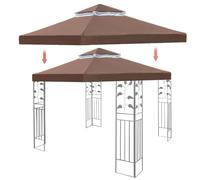 Heavy Duty 3x3M Gazebo Top Cover Replacement 10FT UV Resistant Canopy Tent Roof Outdoor Garden Sun Shade 2 Tier Waterproof Patio Cover (TOP ONLY) Coffee Color